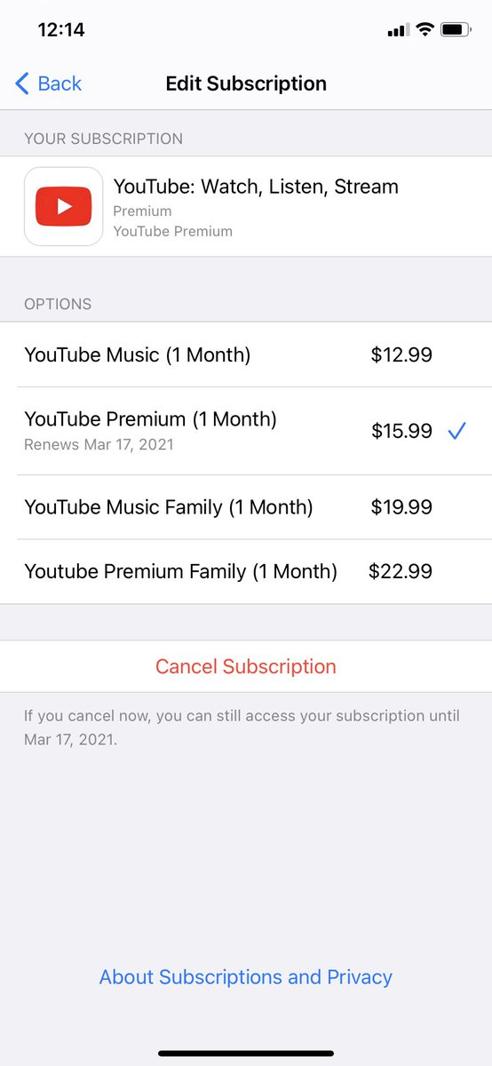 BookshJB's tweet photo. @TeamYouTube As you can see I am paying but do not have access to the premium and CANNOT CONTACT YOU.  Please advise https://t.co/FBtXyW6lsc