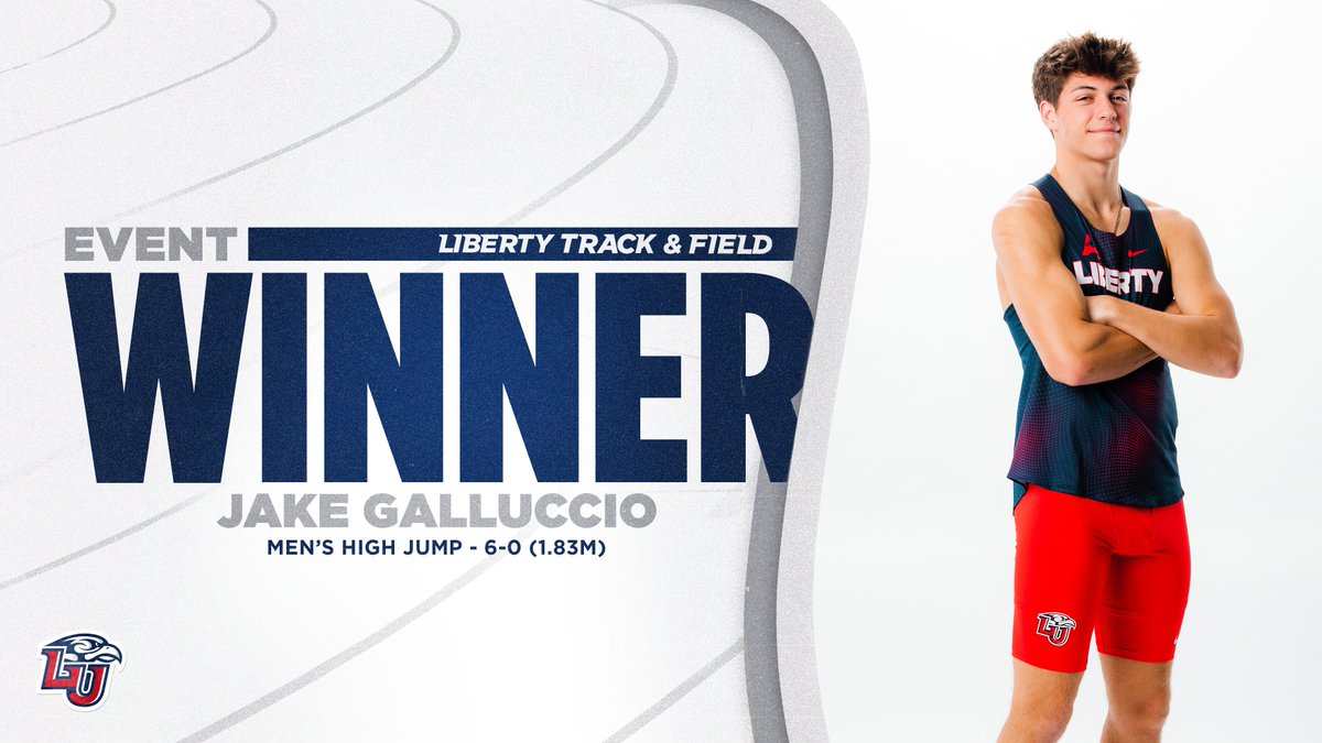 Liberty_XCTF's tweet photo. Wearing a Liberty Flames uniform for the 1st time in competition, freshman Jake Galluccio wins the men's high jump with a 6-0 clearance. https://t.co/sRYp508nId