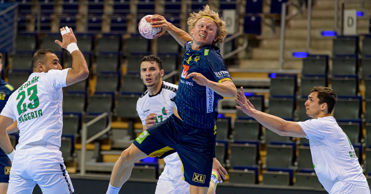 DHB_Teams's tweet photo. +++ Ergebnisdienst +++ Mit 36:25 gewinnt Schweden 🇸🇪 das zweite Gruppenspiel gegen Algerien 🇩🇿, auf die wir morgen zum Abschluss treffen! #SWEALG #WIRIHRALLE #aufgehtsDHB #handball https://t.co/PxHaJH1dox