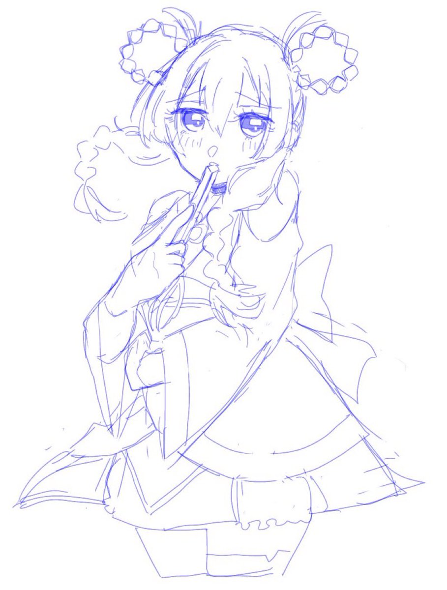 線画描く前のラフが1番可愛い か も めのイラスト