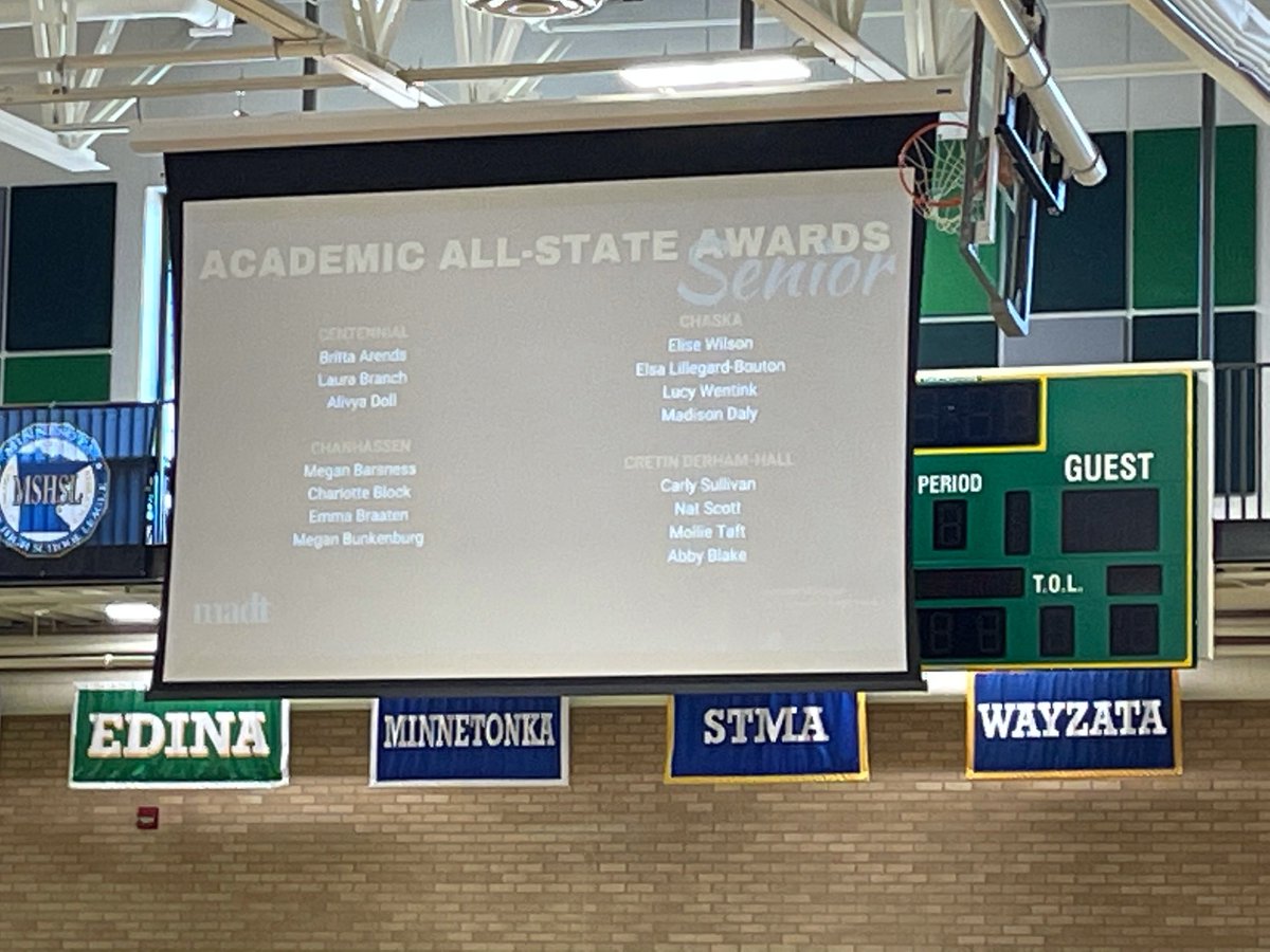 Congratulations to seniors Megan Barsness, Charlotte Block, Emma Braaten, and Meg Bunkenburg for receiving MADT Senior Academic Award by having a 3.85 GPA or higher.  Our entire team also received Team Academic Award for having higher than a 3.3 team GPA. ⁦<a href="/chanstormAD/">Storm Athletics</a>⁩