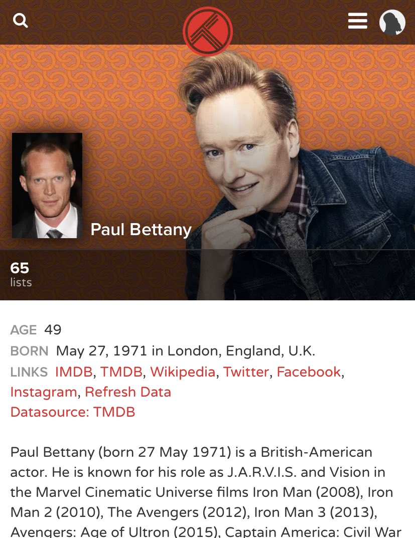 ajevangent's tweet photo. Anyone ever see @ConanOBrien and Paul Bettany in the same room? Didn’t think so https://t.co/xOk5zFzvZd