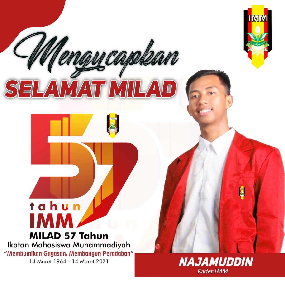 najamdompu's tweet photo. Selamat Milad ikatanku, saya bangga menjadi bagian darimu. Saya bersyukur bisa berjuang bersamamu. 
#miladIMM57 #DPPIMM #IkatanMahasiswaMuhammadiyah #IMMJAYA #IMM https://t.co/zNixQbJCoD