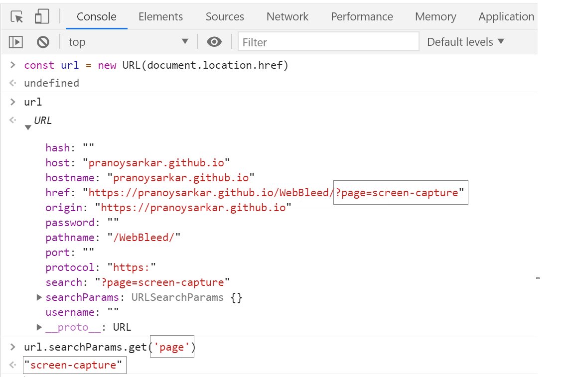 💡 Elegant way to handle URL on web💡

Many time we have to have deal with URLs, find out domain/port/path and or query params). 

Solution:
👉 new URL(anyURL)

WebBleed: demo link given bellow

#javascript #js

Demo and More => 
pranoysarkar.github.io/WebBleed/?page…