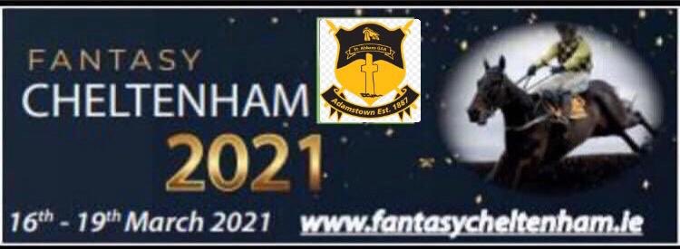 Posting FREE form notes shortly but need ur help. Local club are running online tipping competition so I would really appreciate if you could enter and show your support (€20). Over €4,500 prizes. Follow link &amp; nominate ADAMSTOWN GAA as designated club 
fantasycheltenham.ie/buy-a-ticket/