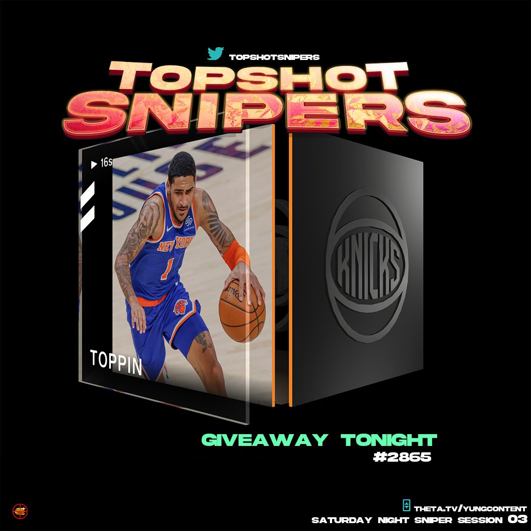 YungShow's tweet image. The first round rookie giveaway goes OFF tonight. Congrats to @TopShotSnipers for hitting that first wave. Who will win?? Tune into the live to find out... Link below. WE go live with "SaturdayNightSniperSession" at 12am midnight est. 

#nft #nbatopshot 

theta.tv/yungcontent
