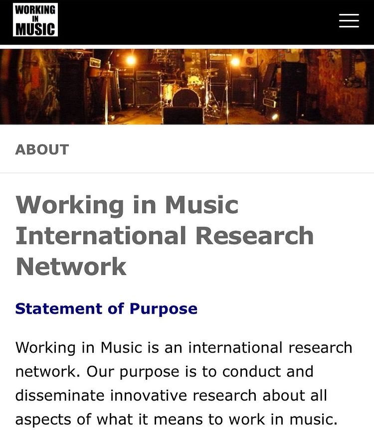 Just had confirmation that my Auto Ethnographic piece will be published (in April) in the ‘Working in Music’ international journal. wim.hypotheses.org/about

#musician #psychotherapist #researcher #tonicrider #babyshambles #covid #tonicmusicformentalhealth #helpmusiciansuk #bapam