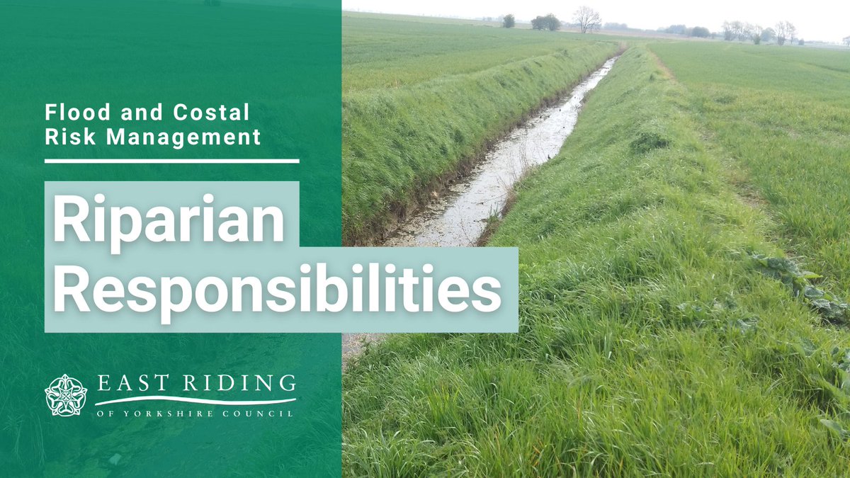 East_Riding's tweet photo. Help stop flooding in your area.
Ditches and watercourse are important.
Do you know your riparian responsibilities? 🤔
#FloodRisk #FloodManagement

Get the right guidance:  https://t.co/sld0ce6WBL https://t.co/qdakq4oklf