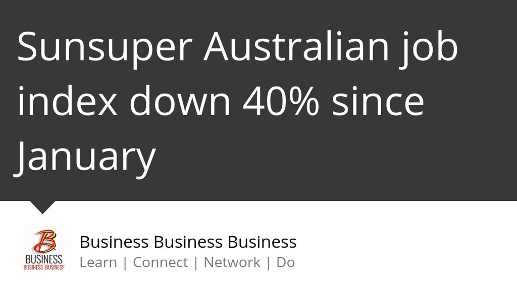 BusinessBB's tweet image. While sales roles were the worst hit, down a massive 44.1% over the quarter.

Read the full article: Sunsuper Australian job index down 40% since January
▸ bit.ly/3k5r13m

#JobIndex #Business #SunsupersChiefEconomist #Learnconnectnetworkdo #LatestNewsUpdates