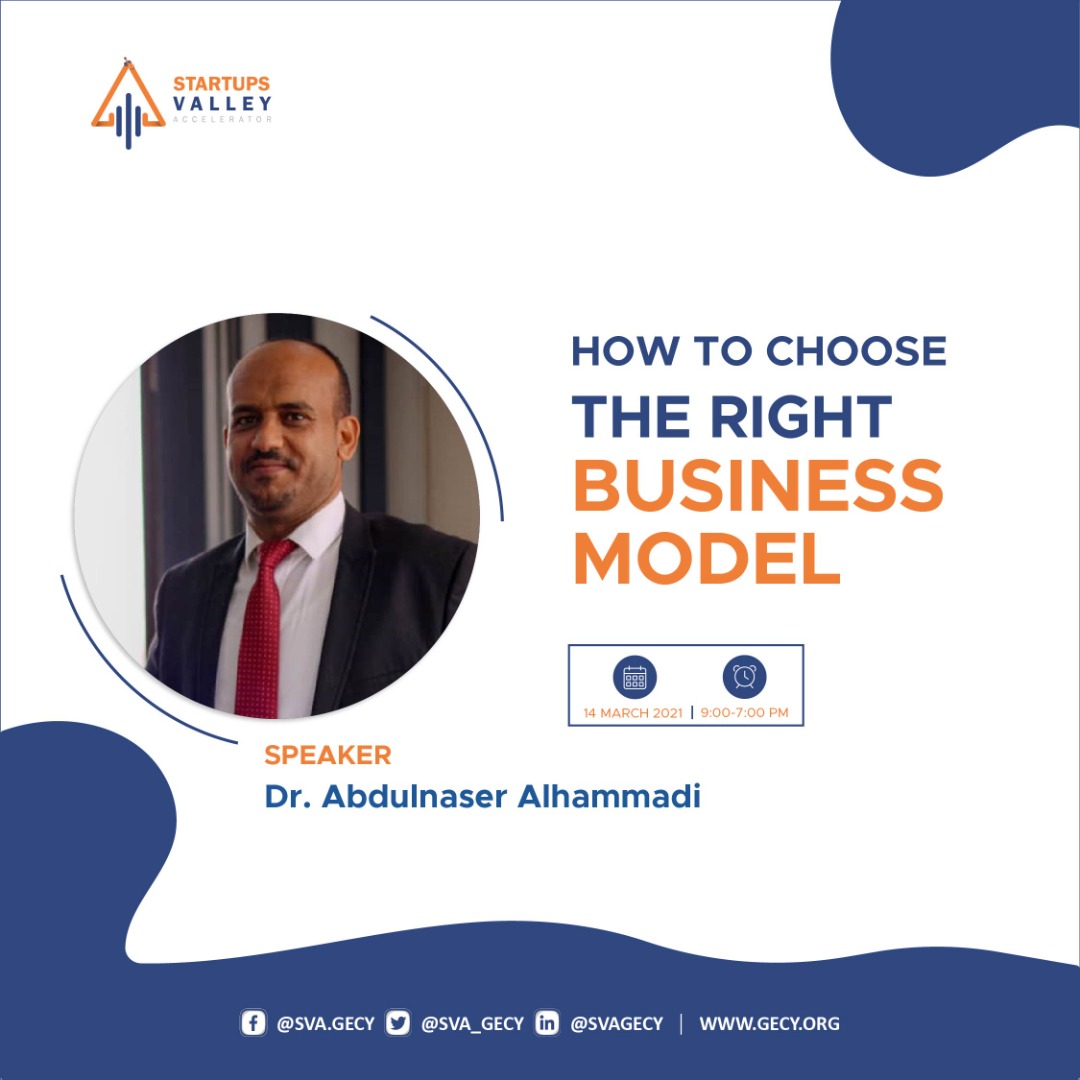 svagecy's tweet photo. HOW TO CHOOSE THE RIGHT #BUSINESS_MODEL

Tomorrow Dr.  @abdulnaseralham as a #speaker within Startups Valley - GECY Accelerator  #coachingprogram 

Dr-Abdulnaser Gharsan
Assistant Professor of #Entrepreneurship, Expert and #consultant in entrepreneurship ... 👇 https://t.co/bqvAFod4tG