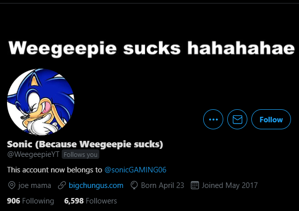 sonicGAMING06's tweet photo. This is what happens when you try to cancel me.  Let this be a lesson to all of you. https://t.co/IfuaMwfJV6