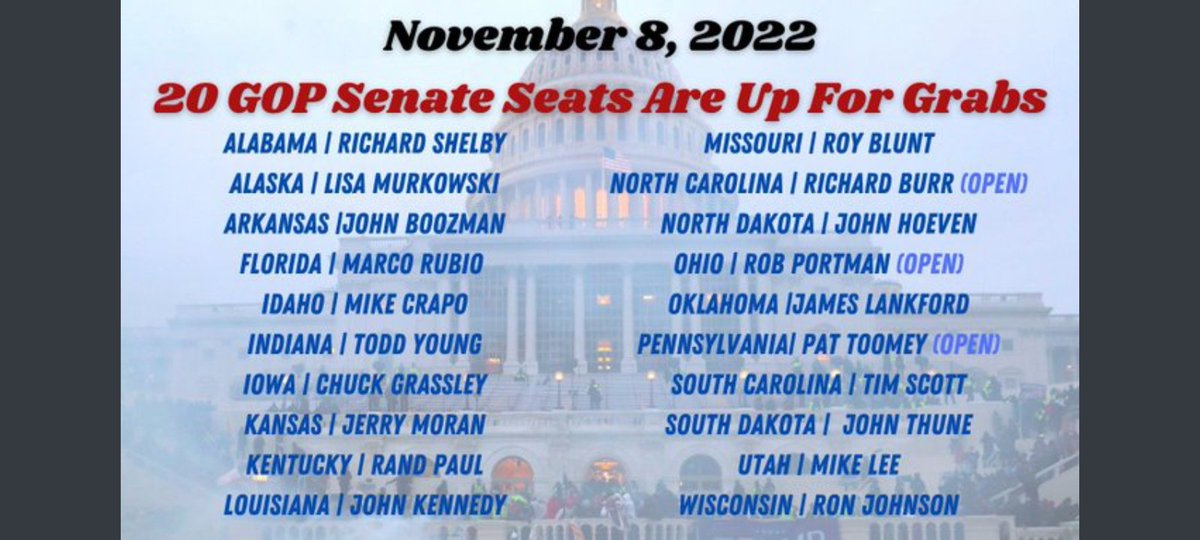 AustinTSearle's tweet photo. 20 GOP SENATE SEATS UP FOR GRABS IN 2022. (RT) AND SPREAD THE WORD! Let's aware of others that might not know. #UnseatMikeLee https://t.co/FRAP2XrRmF