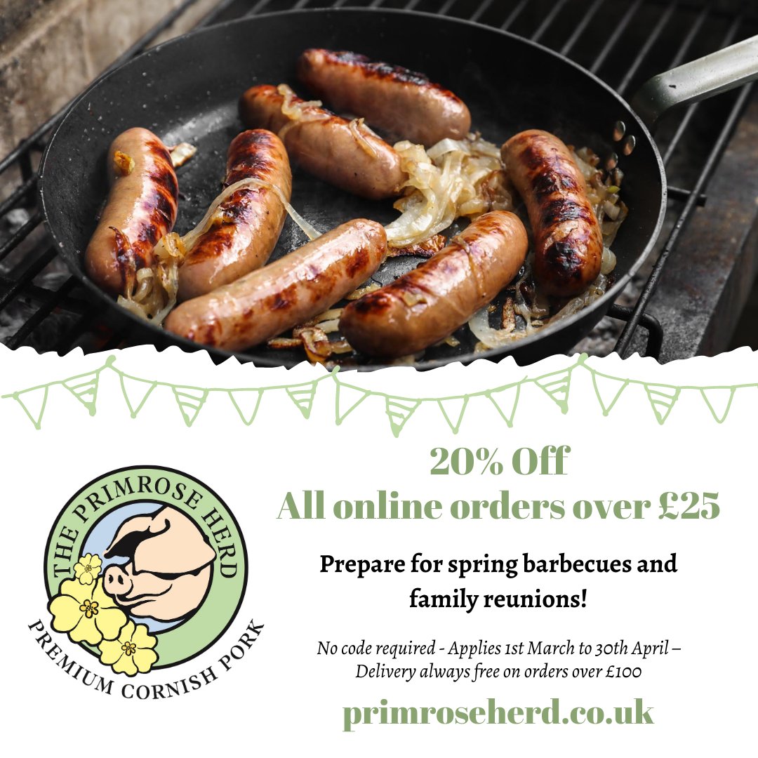 PrimroseHerd's tweet photo. With our full range of products currently in-stock, delivery available across mainland UK, and a bonus 20% off all orders over £25, what are you waiting for! 

#onlinefoodshop #britishpork #outdoorreared https://t.co/pRJomqh1iF