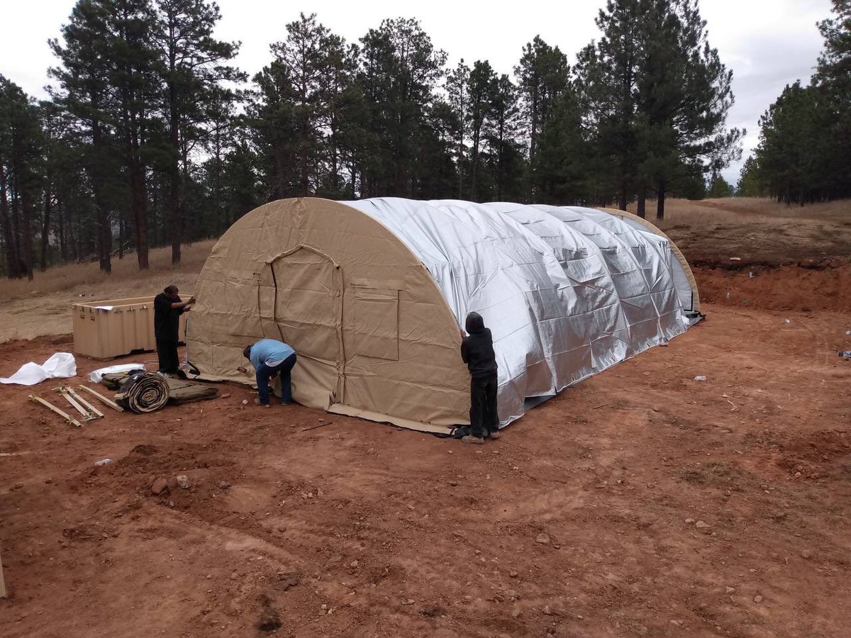 CampMniLuzahan's tweet photo. We thank the Oglala Sioux Tribe for providing us with another structure to use. This will be our new mess hall. https://t.co/Pbvj5PTwoj