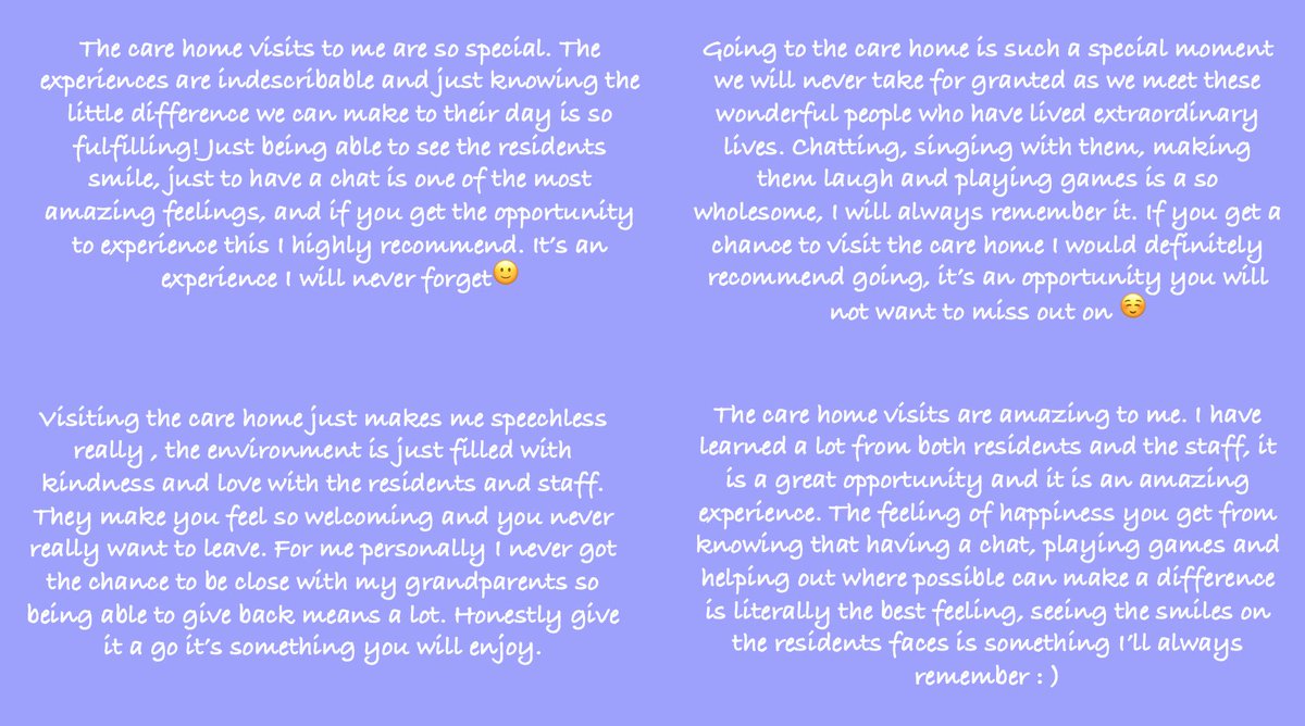 Sharing our favourite memories in support of #intergenerationalweek:
4) some lovely quotes from the pupils who take part reflecting on their visits to our local care home. Just shows what a difference intergenerational activities can make to all involved 🥰