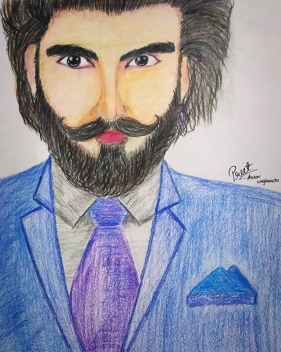 MY FIRST COLOUR PENCIL SKETCH ❤️ #colourpencil #pencildrawing #beardman #ranveersingh #graphite #sketch #potrait #blending #youngartist #beginnerartist #beginner #artistsoninstagram #art #like #share #attractive  #ig #indianartist  #india #student #humanpotrait #charcoaldrawing