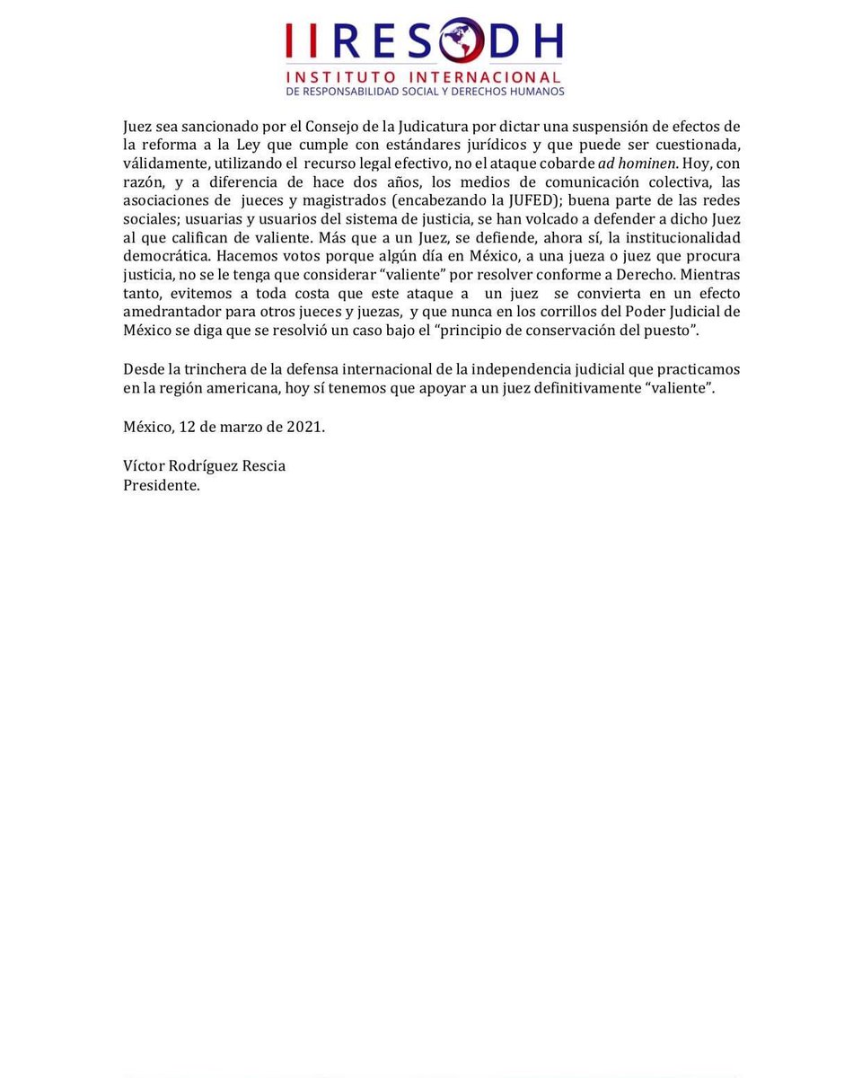 📢 COMUNICADO INSTITUCIONAL 📢 

¡La independencia judicial es una garantía para USTED!

A propósito de las amenazas y ataques al Juez Federal Juan Pablo Gómez Fierro.