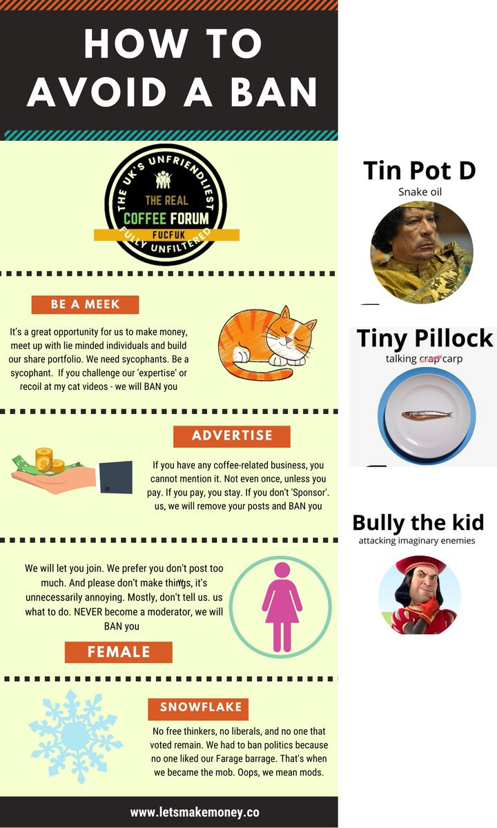 This week. We have banned 28 forum members. 

So we thought we would publish a useful infographic to help you know the rights and wrongs of the  #coffeeforum

#coffeetime #roasters #coffeelovers #espresso #levermachines #coffeeroaster #nichecoffee #nichegrinders #bellabarista