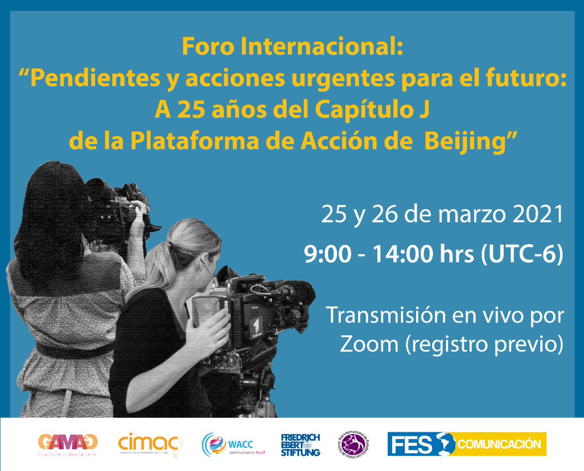 RedesCimac's tweet photo. #MujeresPeriodistas, academia y sociedad civil dialogaremos en el Foro Internacional "Pendientes y acciones urgentes para el futuro a #Beijing25 del #CapituloJ #MujeresyMedios 
 📆25 y 26 de marzo
⌚ 9 - 14 hrs.
A través de zoom o Facebook live
REGISTRO 👉 https://t.co/hIQ8Lgw7Y2 https://t.co/GzKM3XmAq0