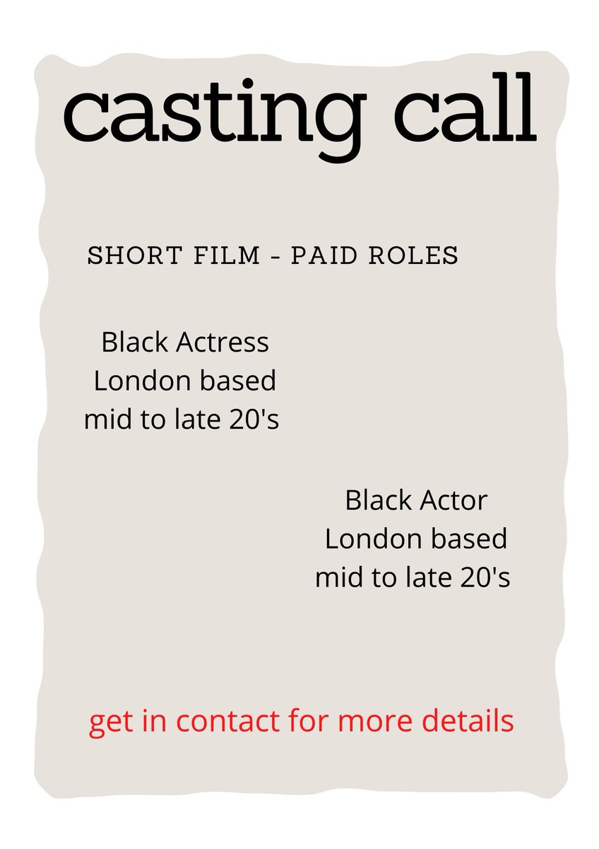 casting for my new project. (Re-tweets will be greatly appreciated)

#London #castingcall #BlackActors #BlackActress