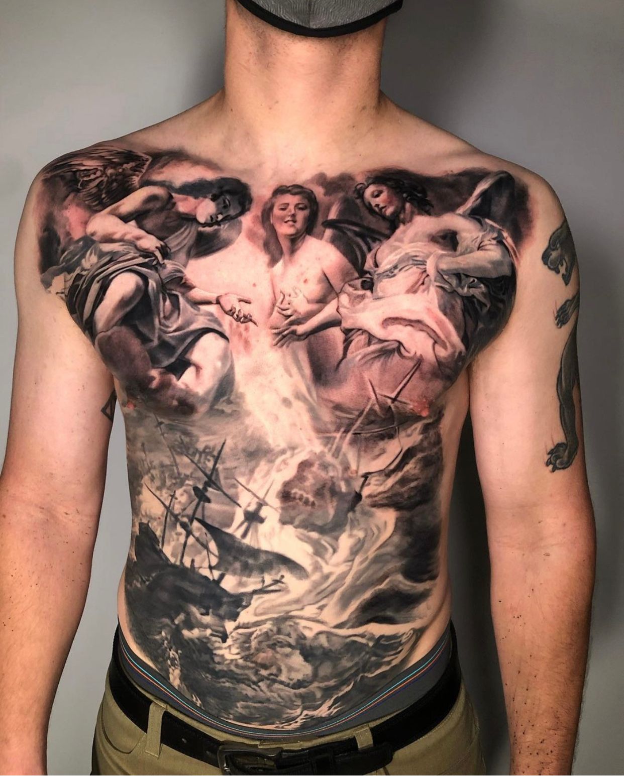 Angels Vs Demons Chest Tattoo