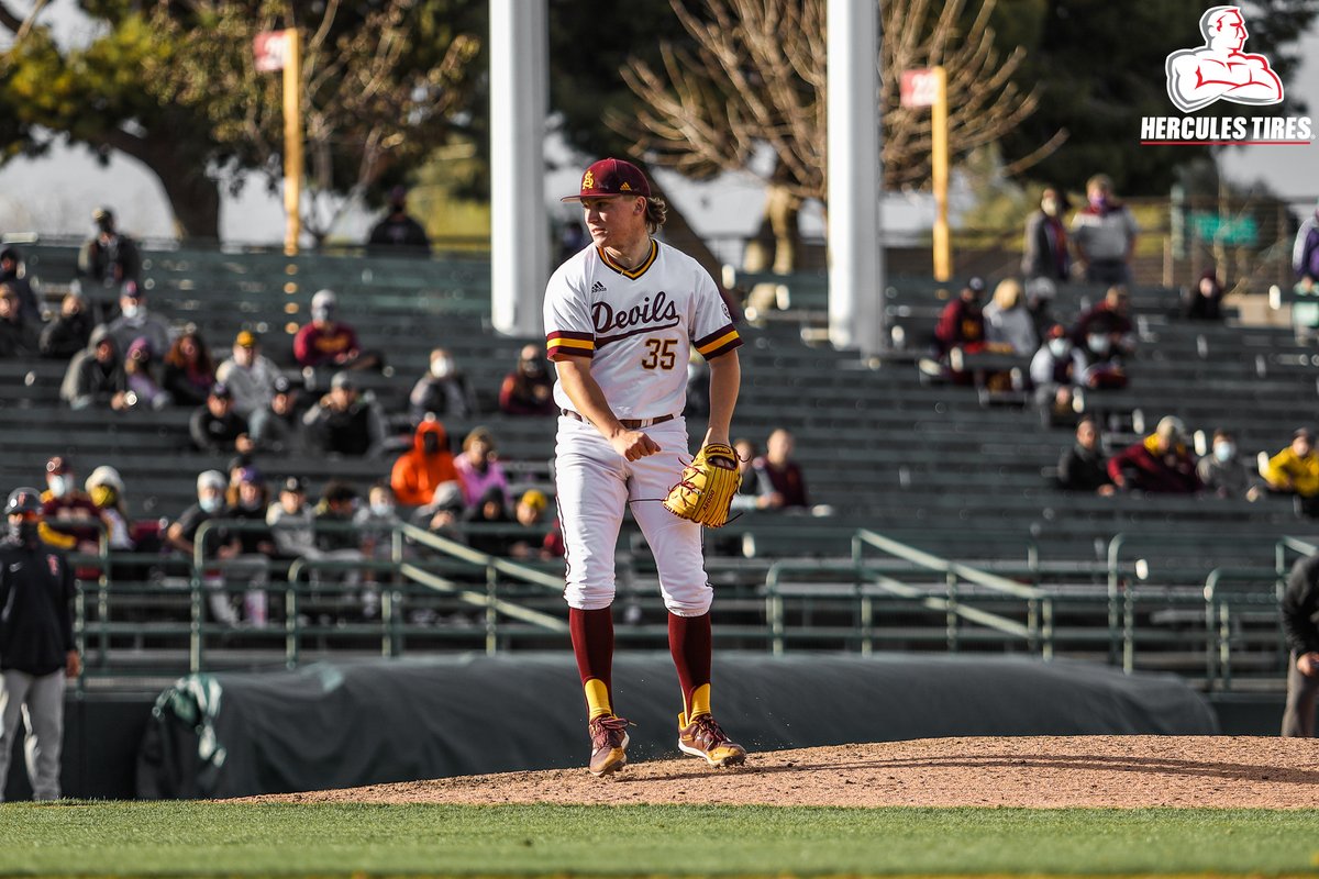 ASU_Baseball's tweet photo. From pinch hitting, to first base, to pitching, @EthanLong2534 can do it all. It's too EZ. #strongmove https://t.co/bavOXtUqgy