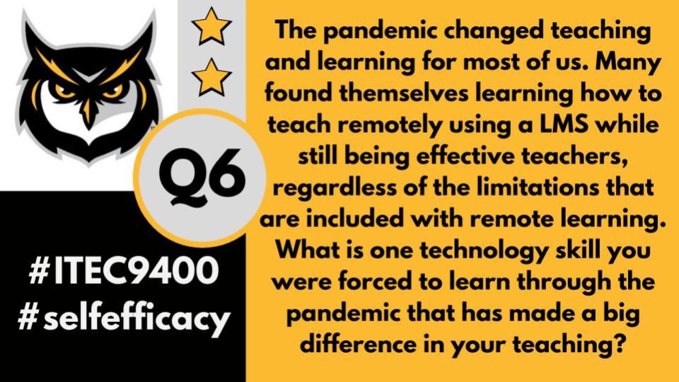 MasonZabrina2's tweet photo. Becoming better at teaching through videoconferencing. It is difficult to assess student understanding with audio/video from students. Requires better probing questions and follow-up communication with students.  #ITEC9400 #SelfEfficacy https://t.co/1GLDtmTICe