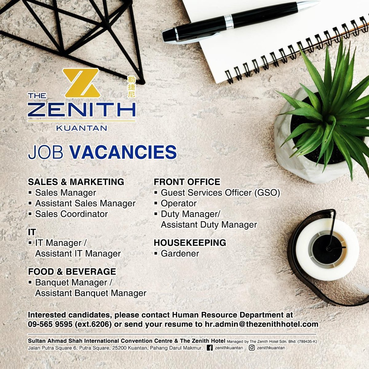 The Zenith Hotel is opening many jobs vacancies below. Those positions is to be based in Zenith Kuantan. lnkd.in/erunjYu #hotelkini #hoteljobs #workinmalaysia #zenithkuantan #kuantanhotel