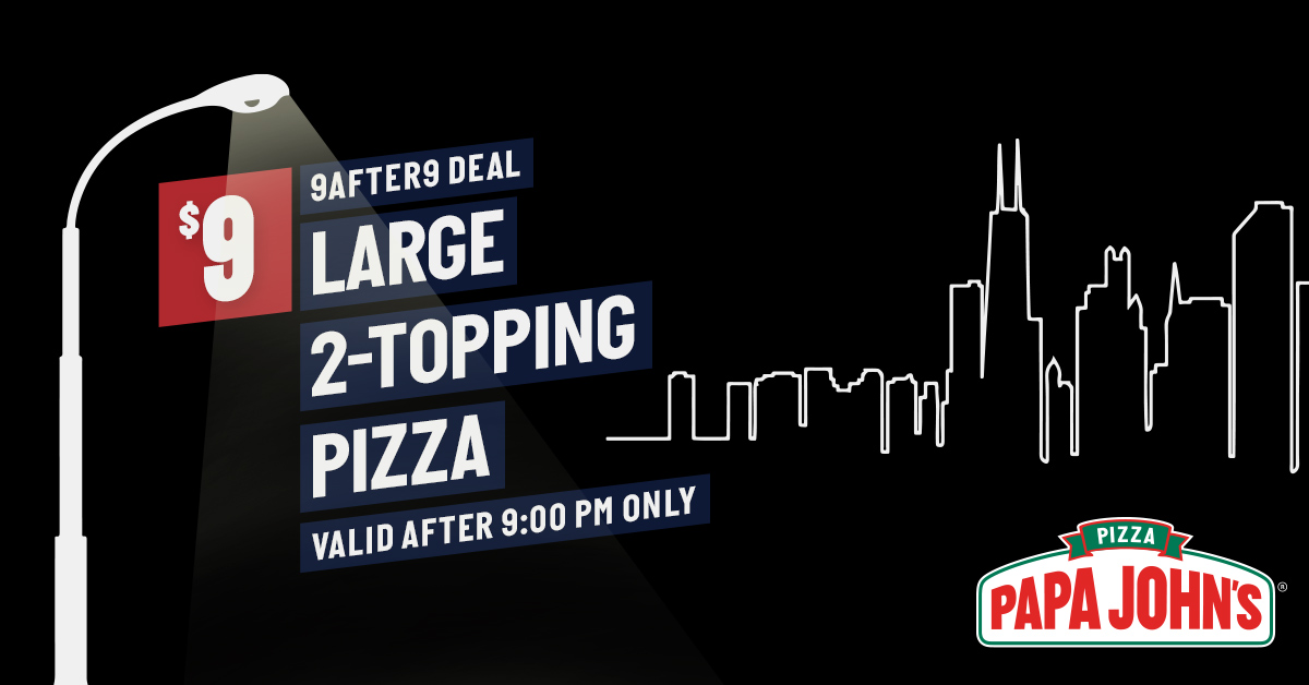 PapaJohns_Chi's tweet photo. You + pizza + a movie = the perfect evening. 

Use code 9AFTER9 at checkout! 🕘 https://t.co/7yzqVgqEAu https://t.co/vCgiKIuZwV