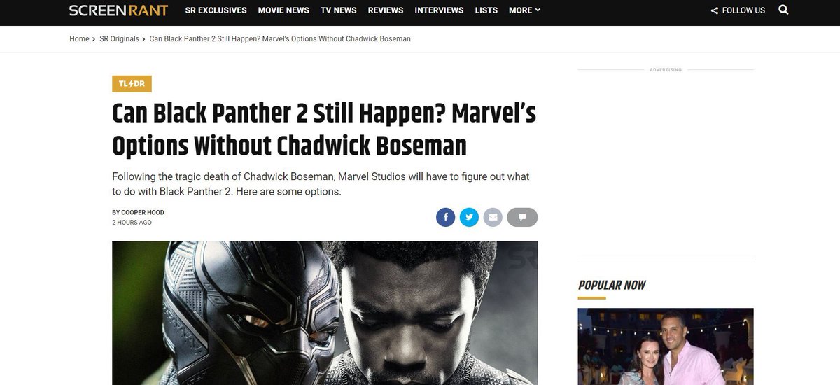 Never forget that mere HOURS not days but hours after Chadwick Boseman’s death. ScreenRant ran an article about who should replace him as black panther. The disrespect https://t.co/NSha1pB0uK