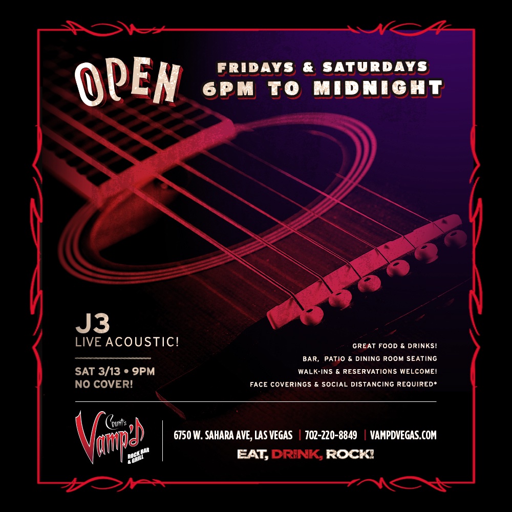 Vampdvegas On Twitter Stop By Vampdvegas Tonight Enjoy Some Live Music Along With Great Food Drinks Music Starts At 9 00pm Saturdaynight J3 Live Acoustic Rocknrollcovers Jeff Jaycee Jp Countsvampd Https T Co Wwjnykgq1h
