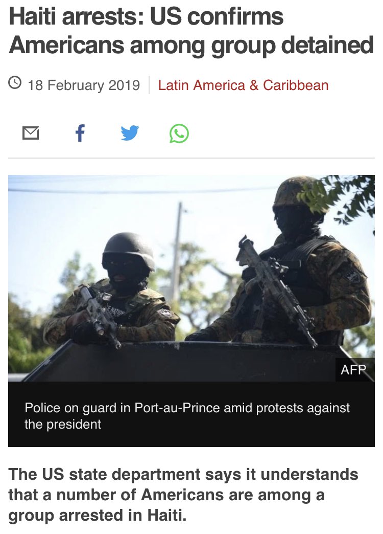 As one would guess, Trump, who came into power around the same time, provided Jovenel Moise with the aid and legitimacy to stay in power. Back in 2019, American mercenaries sent by the US state department were deployed in Haiti during massive protests, then safely sent back.