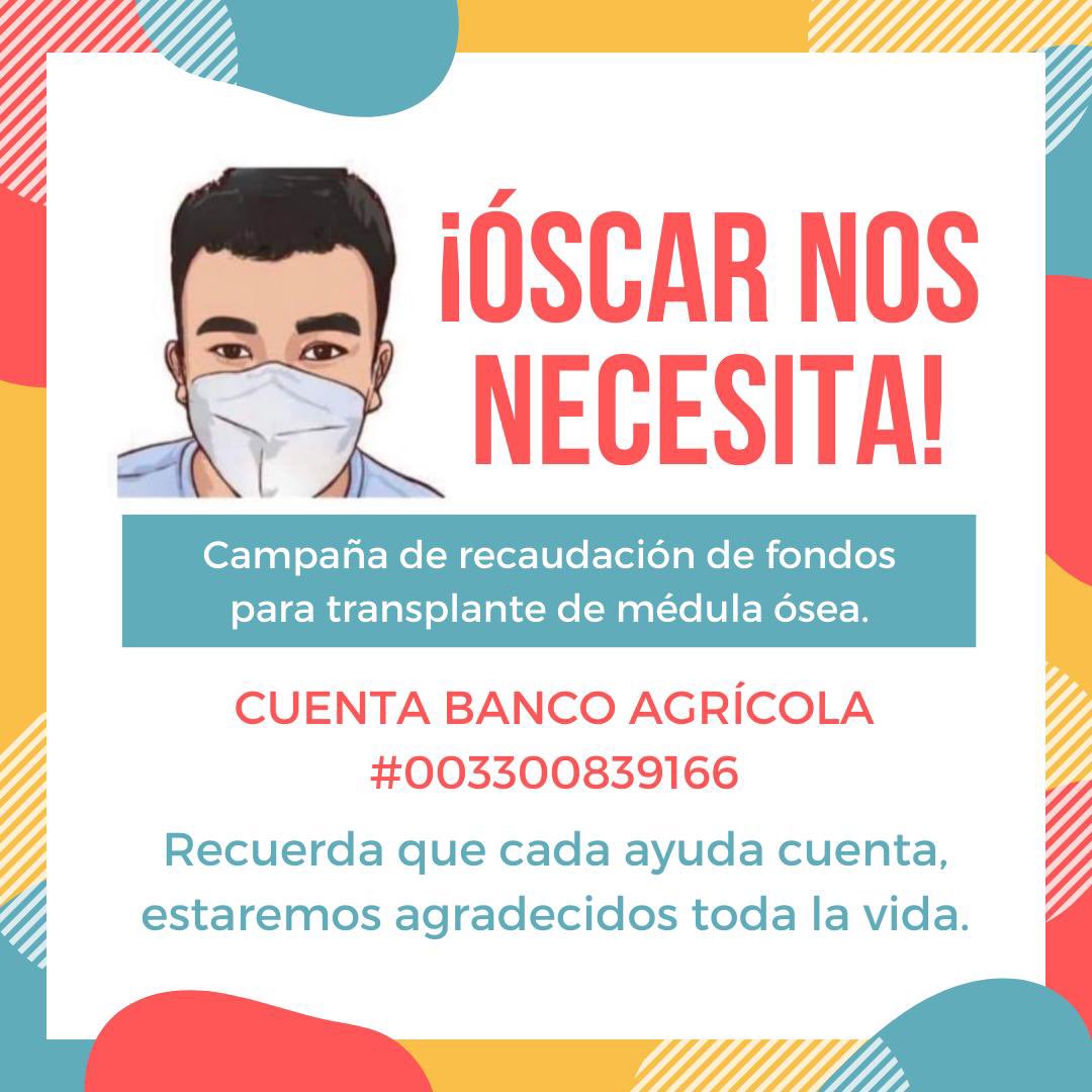 Óscar es un joven con muchas ganas de vivir, estudia comunicaciones en la UCA y necesita de nuestra ayuda. 

Aportemos lo que podamos para salvar su vida.
#ÓscarNosNecesita 👇🏼