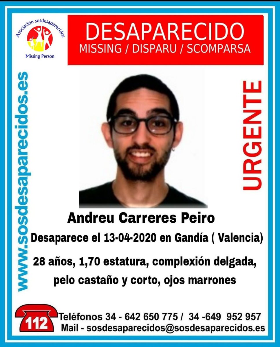 🆘#URGENTE⚠️ 
Este es Andreu y ha #desaparecido en Gandía #Valencia

Si lo ves
📞062
📞112

Tu RT no cuesta nada y ayuda mucho