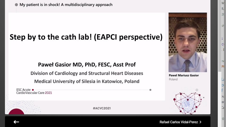 rafavidalperez's tweet photo. Step by to the cath lab by Pawel Mariusz Gasior #EAPCI_ESC The importance of shock networks for management #ACVC_ESC #ACVC2021 https://t.co/wKJEypK15y