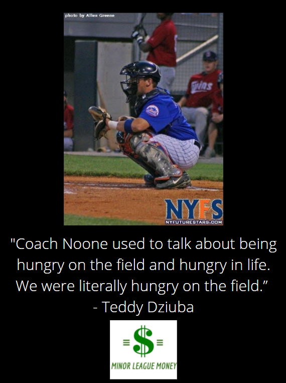 MinorLeague_M's tweet photo. “Coach Noone used to talk about Being hungry on the field and hungry in life. We were literally hungry on the field” - Teddy Dziuba 2006 Mets draft pick and Babson College Grad. Check the full story on out website. https://t.co/GOAhpNrn73 https://t.co/UHWN36CHE0