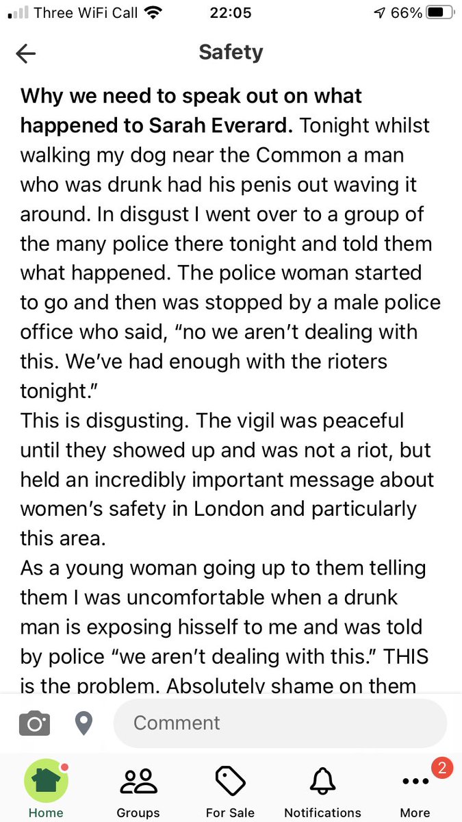 Kimberloo13's tweet photo. While the police were manhandling peaceful mourners, one woman was subjected to indecent exposure and they did nothing. The @metpoliceuk are not here to protect us. Not at all. @BBCNews @ReclaimTS @LBC #ReclaimTheseStreets #ReclaimTheNight #claphamcommon https://t.co/e7mwdRA0WE
