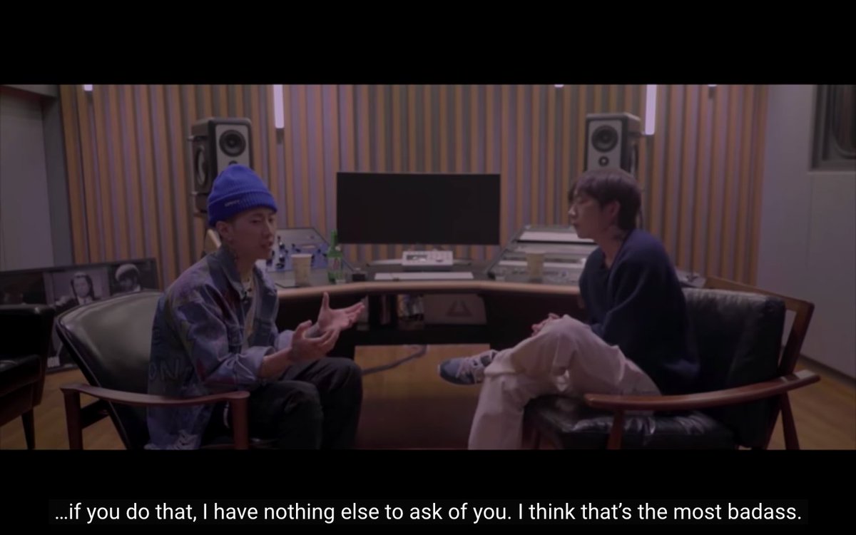 Woo Wonjae asked Jay what he wants/expects from him as an artist. And the response (see pics below), was basically what he expects from all AOMG artists. FULL SUPPORT.