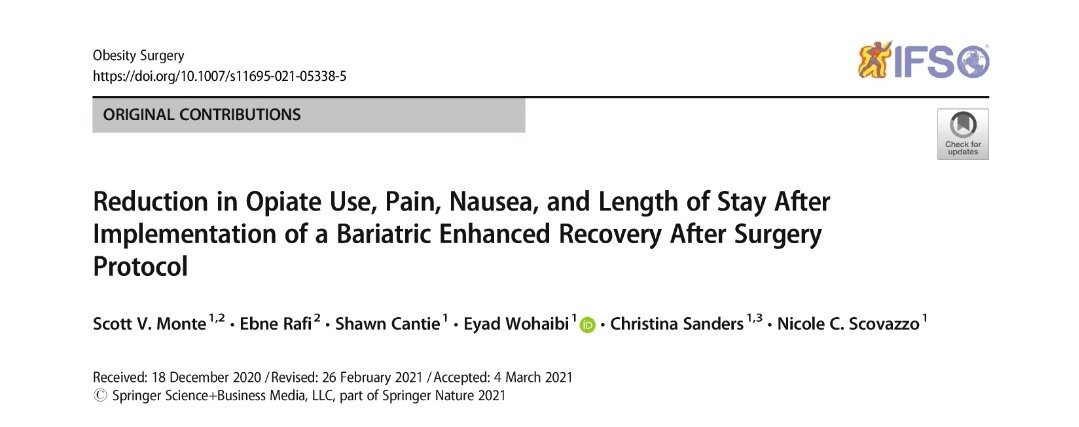 Read our latest #research on #ERAS, published with <a href="/SpringerNature/">Springer Nature</a> in <a href="/JournalObesity/">Obesity Surgery Journal</a> 

Free to read rdcu.be/cgGQI

Thanks to <a href="/ChrissyMSanders/">Christina Sanders</a> and other co-authors for their hard work