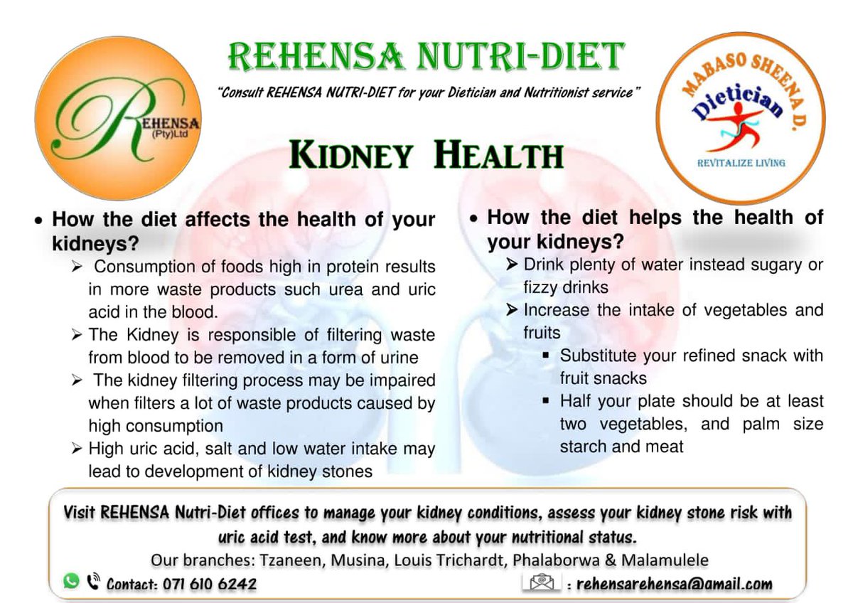 sheenadee10's tweet photo. Take care of your kidney by letting your Dietician do it for you. #Prevent chronic or acute failure and nutritionally #manage kidney disease. It aways starts with knowing your #nutritional status to #Revitalize living https://t.co/m8eU0OXSYm