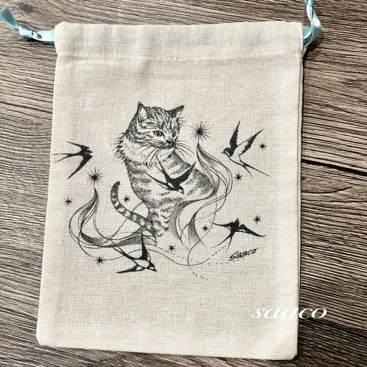 ツバメとネコの巾着袋

#イラスト
#手描きイラスト 