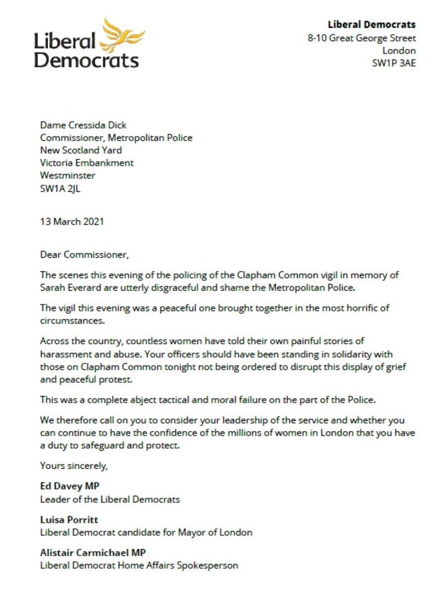 Really impressed by the strength of this letter from the Lib Dems. The first noticeably impressive thing I've seen from the leadership since Davey took over.