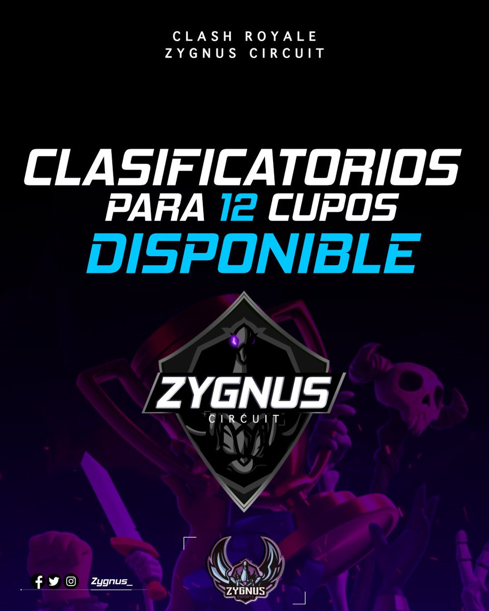 [#ClashRoyale] #ZygnusCircuit

Se abren inscripciones para los clasificatorios.
Inscripciones gratuitas

Les interesa!! 

Solo sigue los siguientes pasos

&gt; Da RT y MG
&gt; Sigue a <a href="/Zygnus_/">Zygnus E-Sports</a>
&gt; consigue 5 rt's y 5 mg 

Al completar los pasos, envíalos vía MD + nombre de tu equipo.