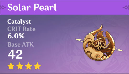 1st: the best 4* catalyst is solar pearl, by far. its ability synergizes incredibly well with ningguang, as she can get a stack of both effects incredibly quickly, and capitalize on it very well, due to her rapid-fire type attacks. the crit rate% is also incredibly valuable.
