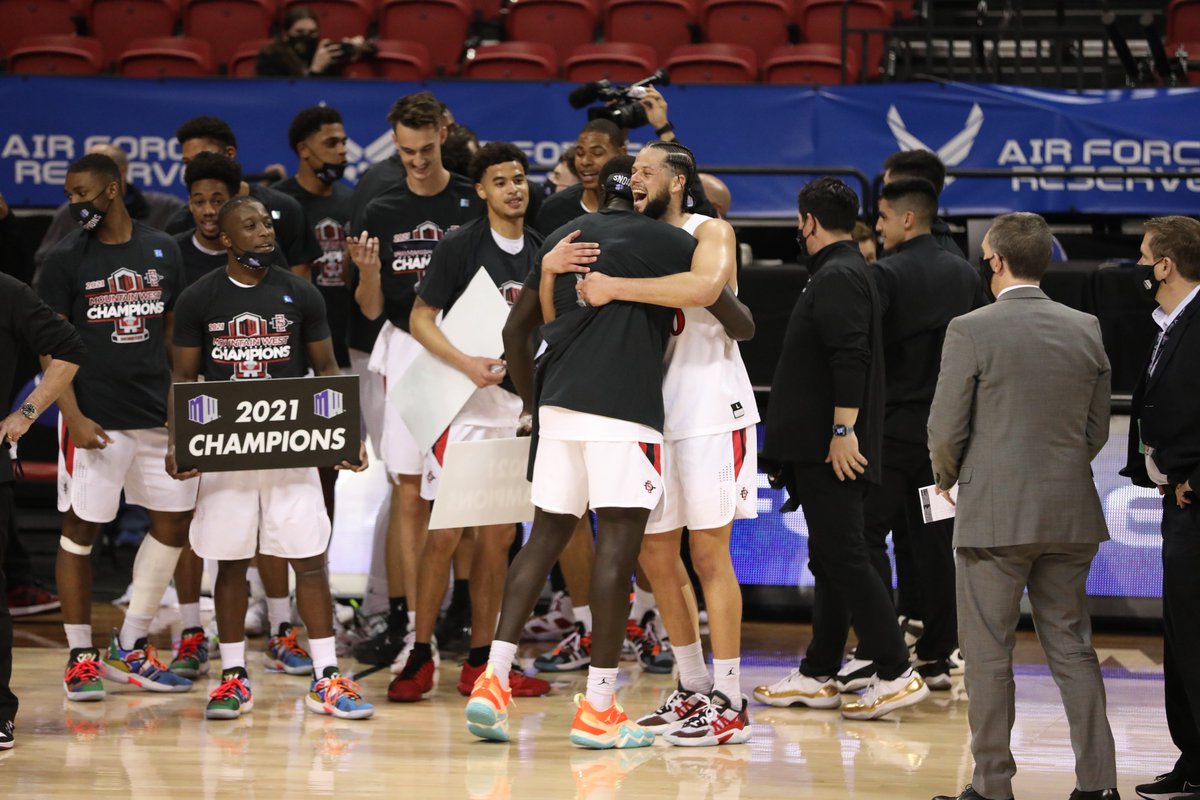 Aztec_MBB's tweet photo. WE ARE @MountainWest REGULAR SEASON AND TOURNAMENT CHAMPIONS. https://t.co/lO4QDTObOY