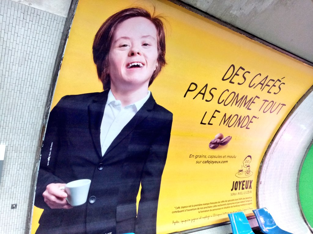 En cette journée #trisomy21day #trisomie21 #WordDowSyndromeDay
Super campagne d'affichage dans le Metro Parisien par le <a href="/cafejoyeux/">Café Joyeux</a>
#jesuisjoyeux #JourneeMondialeDeLaTrisomie21 #trisomy21