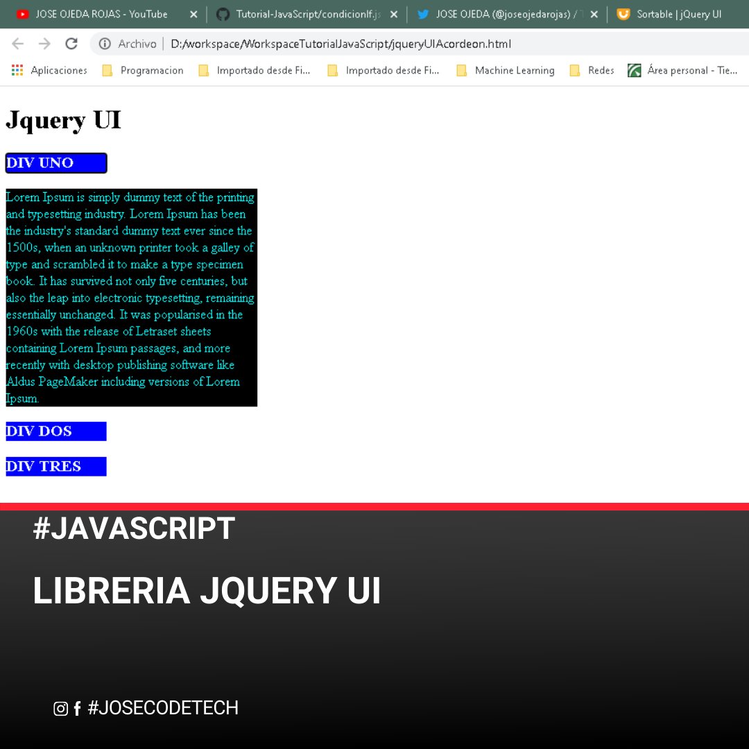 josecodetech's tweet image. Efecto #acordeon con la #libreria #jqueryUI 👇👇youtu.be/ghcK2hymilg #javascript #josecodetech #codinglife #developer #webdev #appdeveloper #codingisfun #thedevlife #web #fullstackdeveloper #dev #code #script #codigo #programacion #programando en #Sevilla