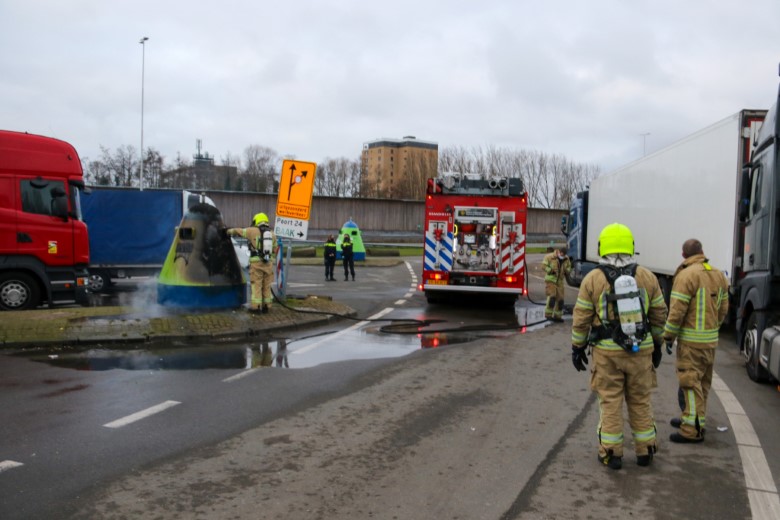 Brand bij tankstation langs de A20..