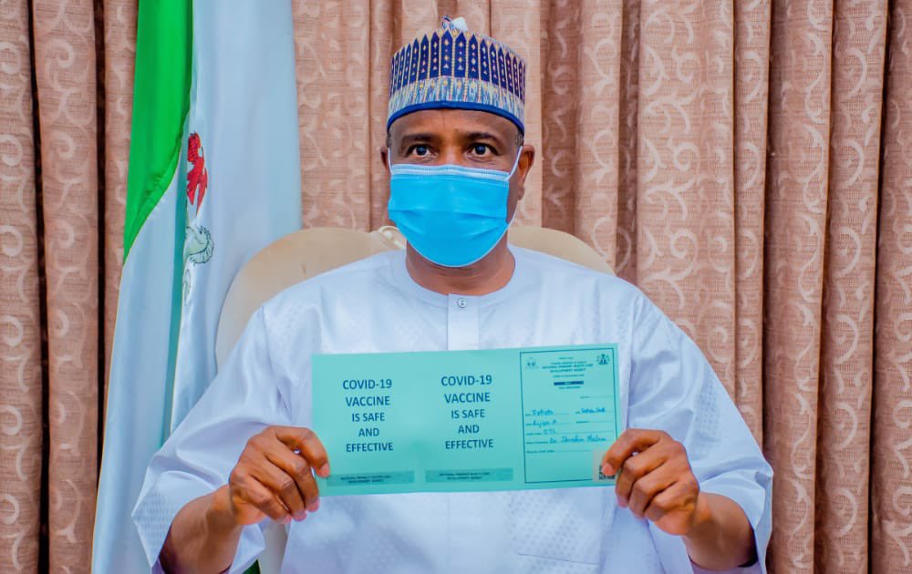 Alhamdullilah! On Saturday 20 March 2021, His Excellency Governor <a href="/AWTambuwal/">Aminu W. Tambuwal</a>, my humble self and some Cabinet members were administered with the first dose of the #AstraZeneca #Covid19 vaccine at the Government House, Sokoto State.
