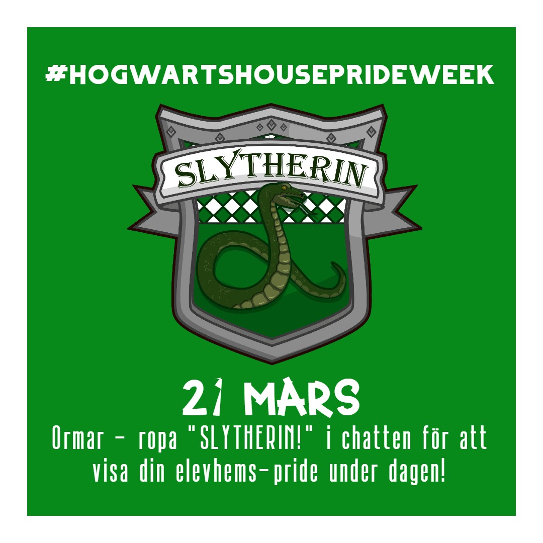 worldofpotterSE's tweet photo. Är du en Slytherin? Kommentera och gilla för att visa upp din inre stolta orm! #hogwartshouseprideweek #slytherin #hogwarts #harrypotter https://t.co/s49a5tj5S6